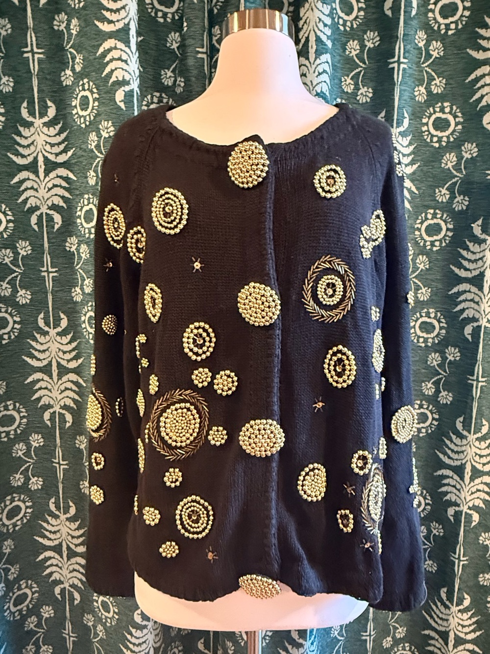Vintage 80s 90s Victoria Harbour Art Deco Embellished Beaded Cardigan Sweater